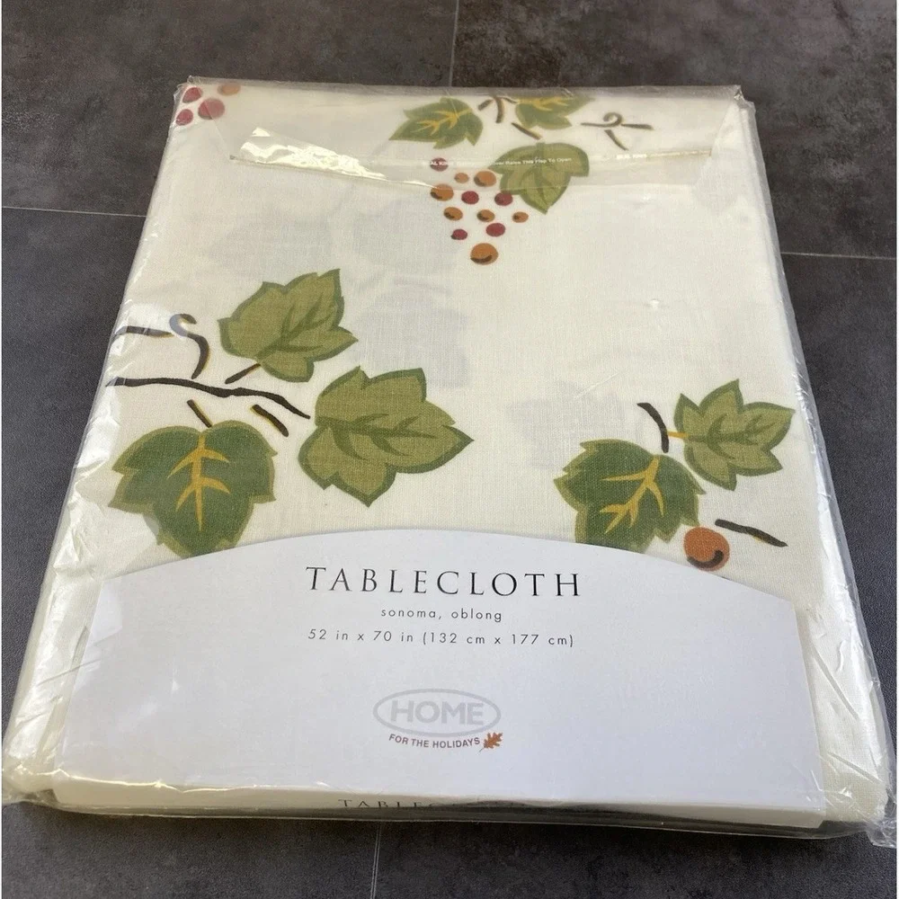 VTG Home for the Holidays Casual Harvest Oblong Tablecloth 52 x 70 New